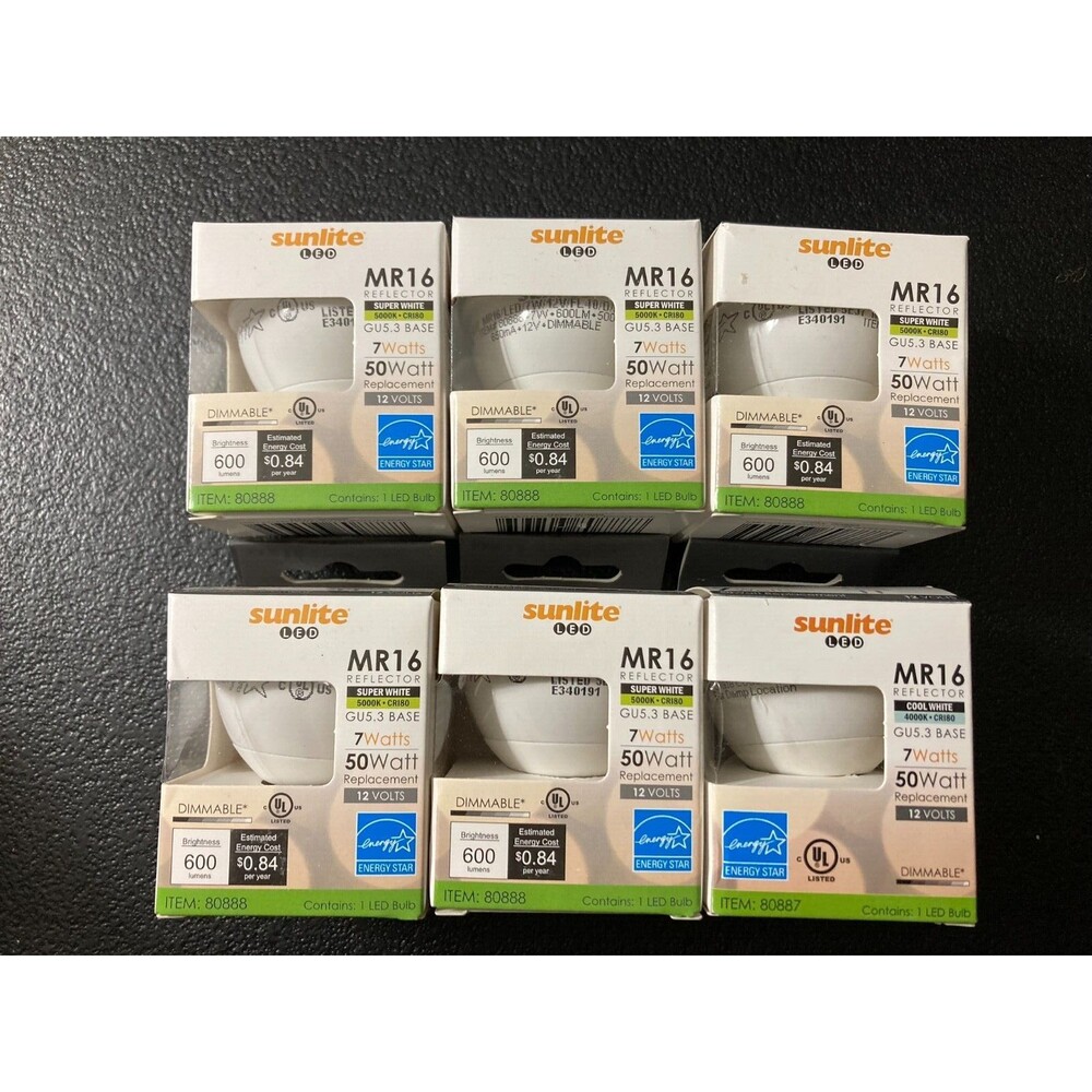 Sunlite MR16/LED/7W/12V/FL40/D/E/50K LED 7W (50W EquiV) Light Bulbs Case of 6